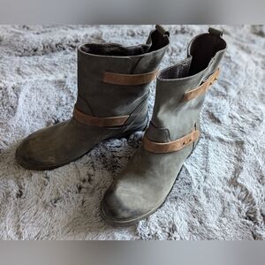 Sundance Double Strap Leather Boots Womens Size EU 41 US 10.5/11 Brown Pull On